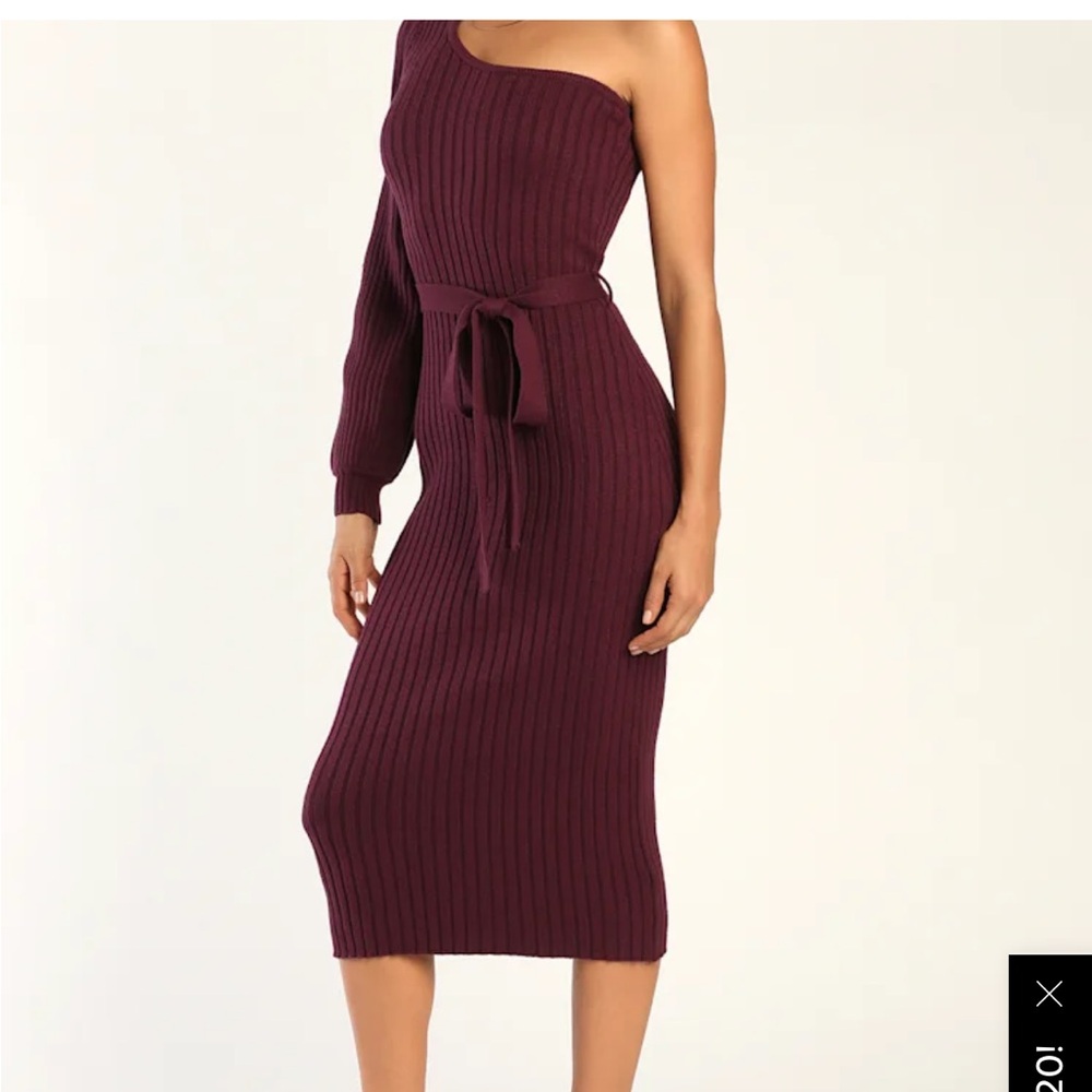 Lulu's Abundant Allure Plum Purple One-Shoulder Sweater Dress - Picture 3 of 12